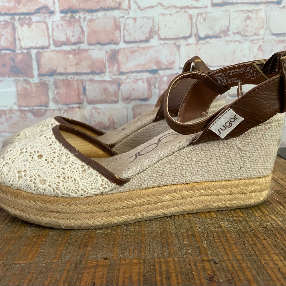 Sugar Lace Espadrille Wedge Sandals
